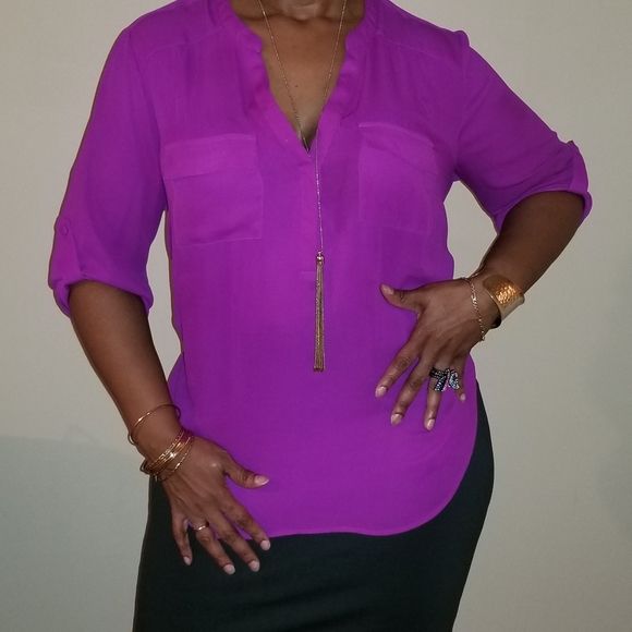 torrid Tops - Torrid Magenta Harper Pullover Blouse
 Size 14